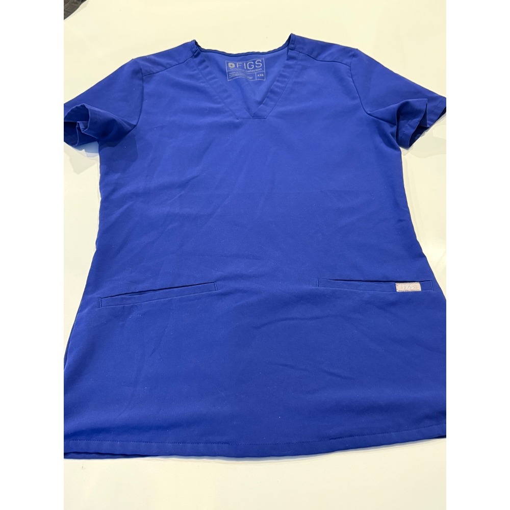 FIGS Casma Deep Blue V-Neck Scrub Top Womens XXS‎